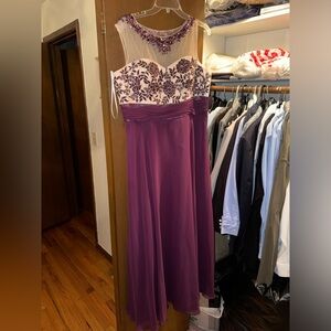 Purple formal embellished dress gown size 16